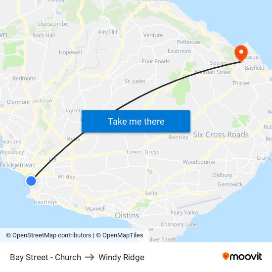 Bay Street - Church to Windy Ridge map