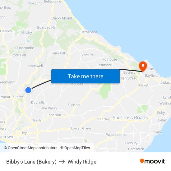 Bibby's Lane (Bakery) to Windy Ridge map