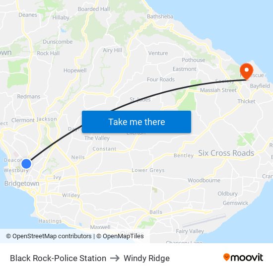Black Rock-Police Station to Windy Ridge map