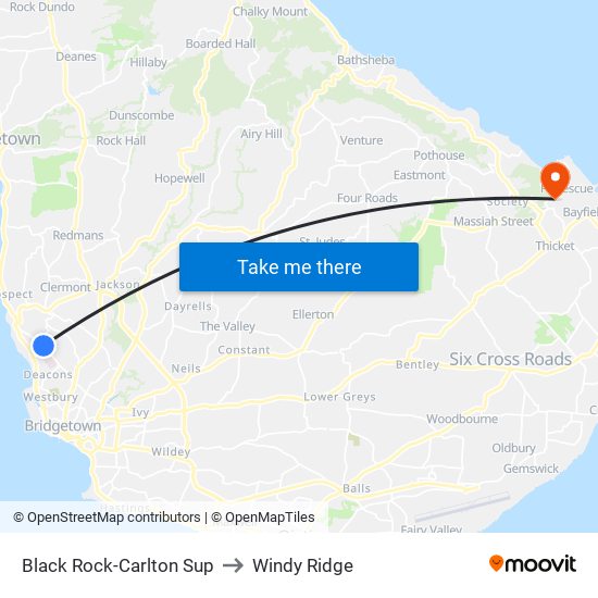 Black Rock-Carlton Sup to Windy Ridge map