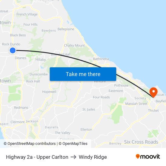 Highway 2a - Upper Carlton to Windy Ridge map