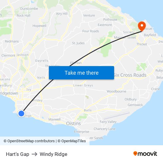 Hart's Gap to Windy Ridge map