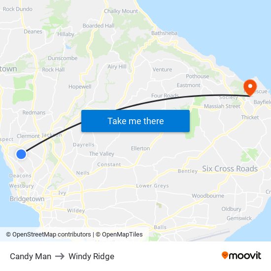 Candy Man to Windy Ridge map