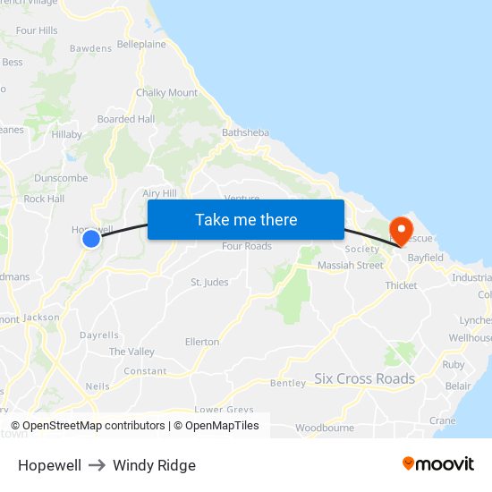 Hopewell to Windy Ridge map