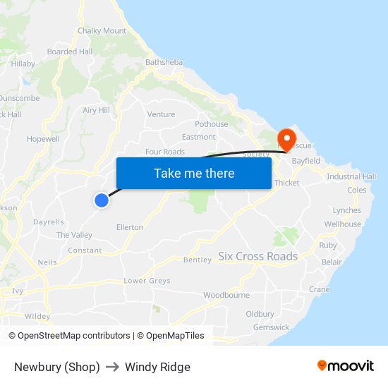 Newbury (Shop) to Windy Ridge map