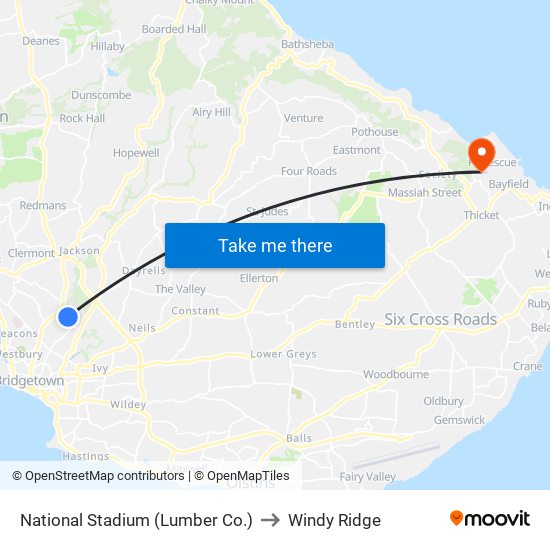 National Stadium (Lumber Co.) to Windy Ridge map