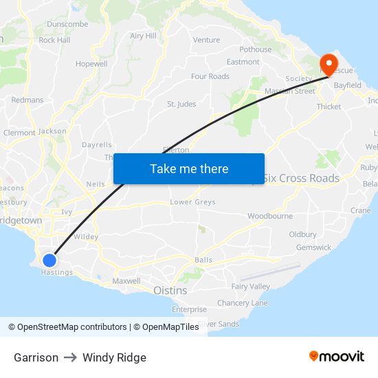Garrison to Windy Ridge map