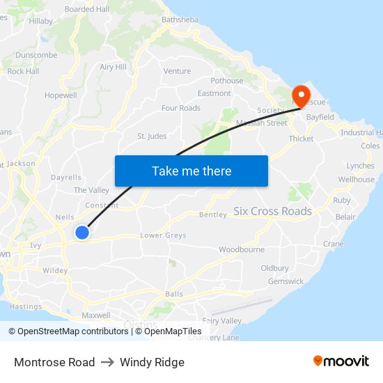 Montrose Road to Windy Ridge map