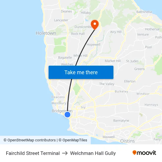 Fairchild Street Terminal to Welchman Hall Gully map