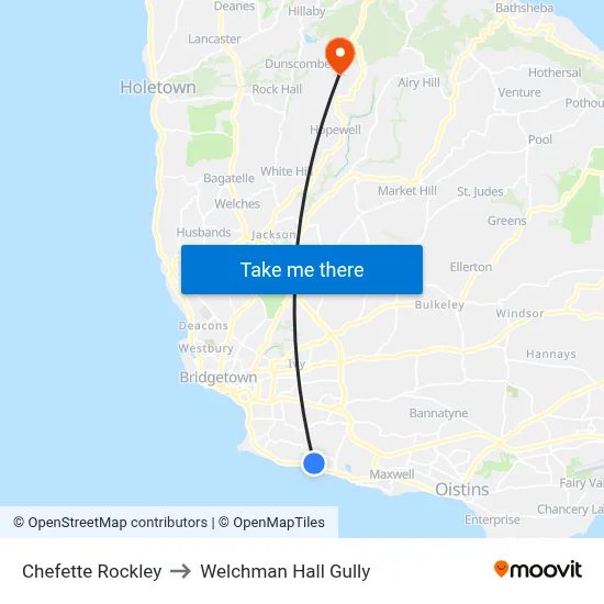 Chefette Rockley to Welchman Hall Gully map