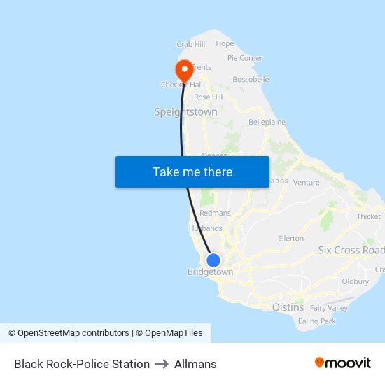 Black Rock-Police Station to Allmans map