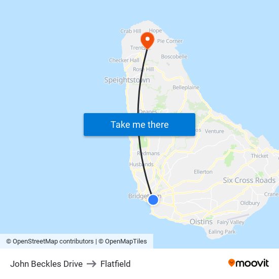 John Beckles Drive to Flatfield map