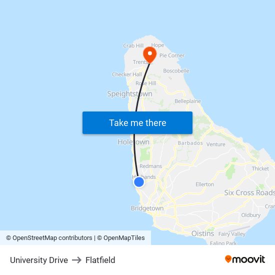 University Drive to Flatfield map