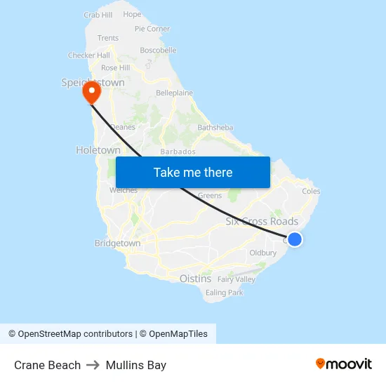 Crane Beach to Mullins Bay map