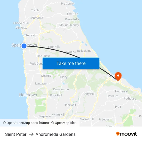 Saint Peter to Andromeda Gardens map