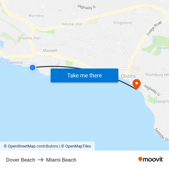 Dover Beach to Miami Beach map