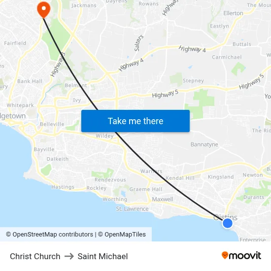 Christ Church to Saint Michael map