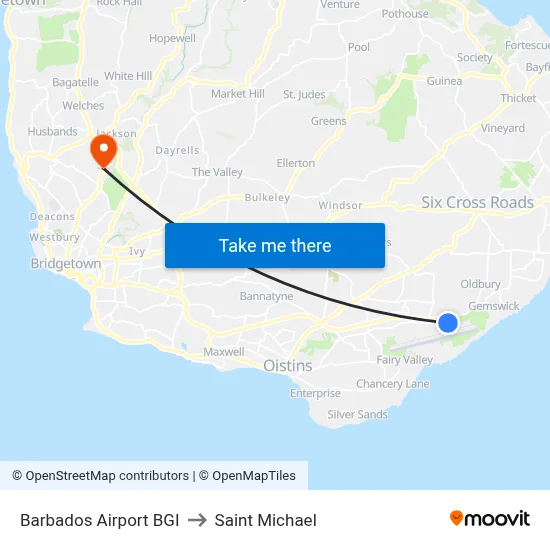 Barbados Airport BGI to Saint Michael map