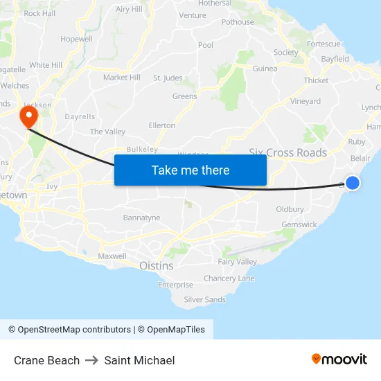 Crane Beach to Saint Michael map