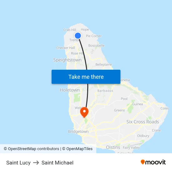 Saint Lucy to Saint Michael map