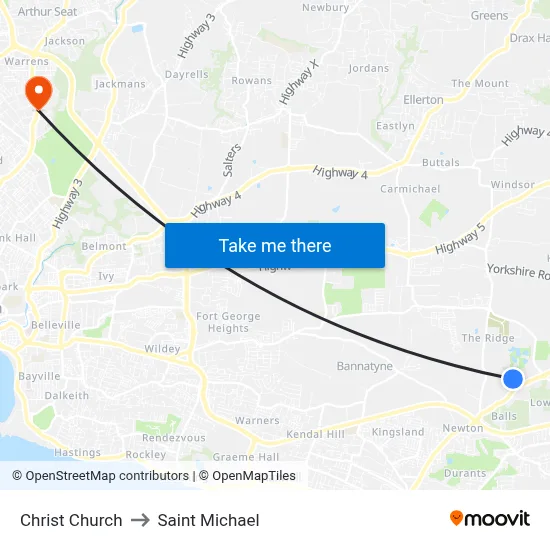 Christ Church to Saint Michael map