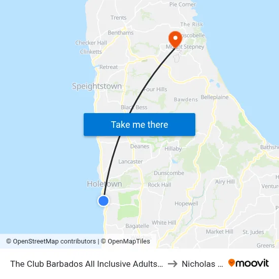 The Club Barbados All Inclusive Adults Only Saint James to Nicholas Abbey map