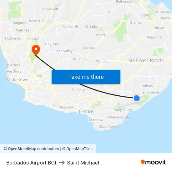 Barbados Airport BGI to Saint Michael map