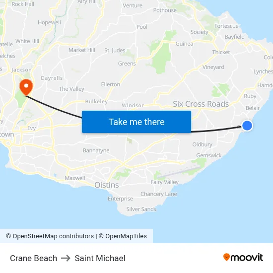 Crane Beach to Saint Michael map