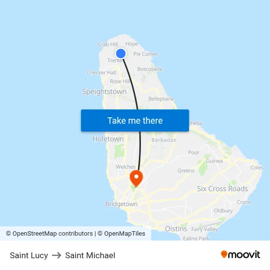 Saint Lucy to Saint Michael map