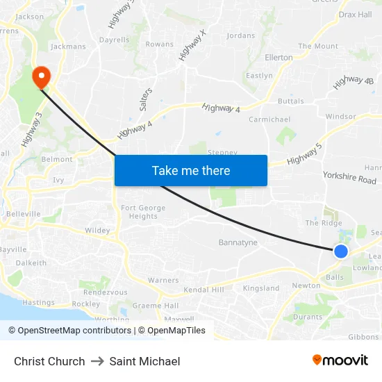 Christ Church to Saint Michael map