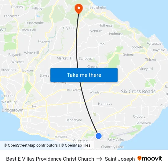 Best E Villas Providence Christ Church to Saint Joseph map