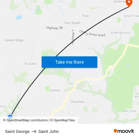Saint George to Saint John map