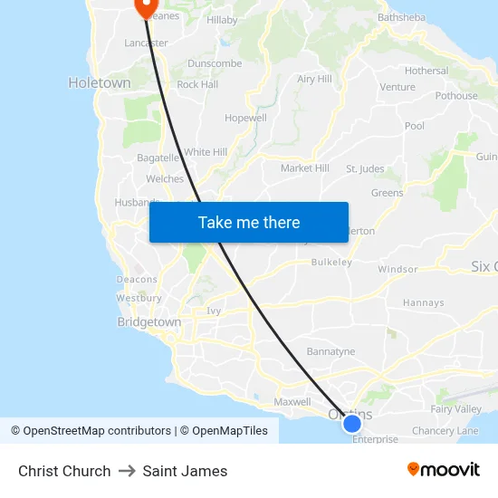 Christ Church to Saint James map