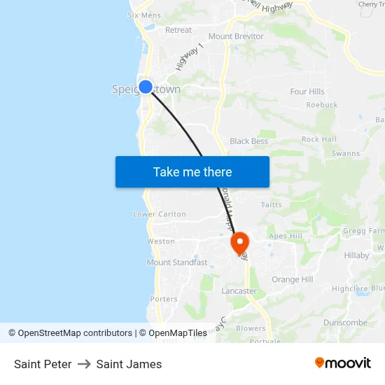 Saint Peter to Saint James map