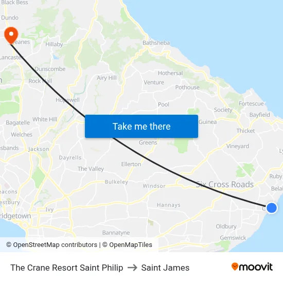 The Crane Resort Saint Philip to Saint James map