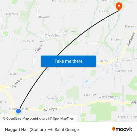 Haggatt Hall (Station) to Saint George map