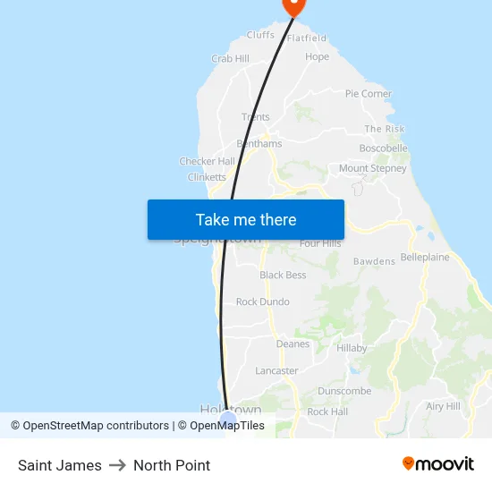 Saint James to North Point map