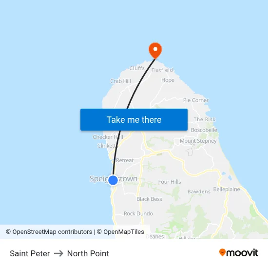 Saint Peter to North Point map