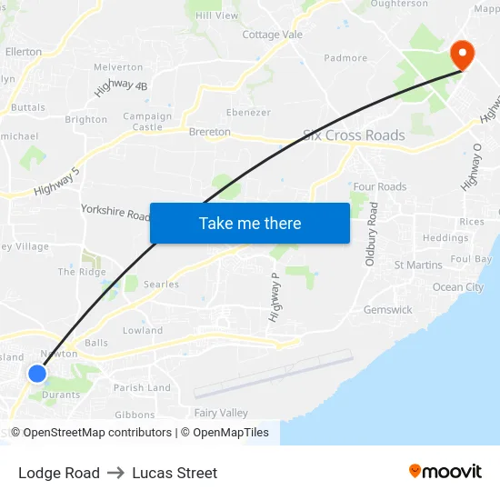 Lodge Road to Lucas Street map