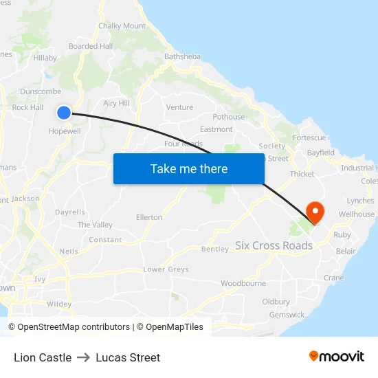 Lion Castle to Lucas Street map