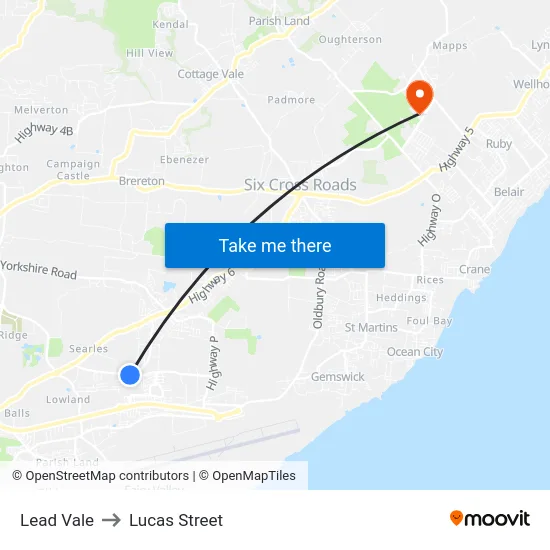 Lead Vale to Lucas Street map