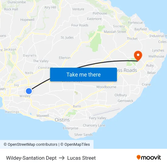 Wildey-Santation Dept to Lucas Street map