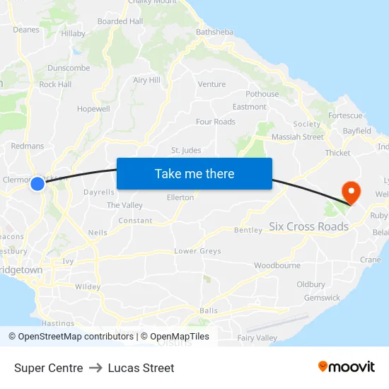 Super Centre to Lucas Street map