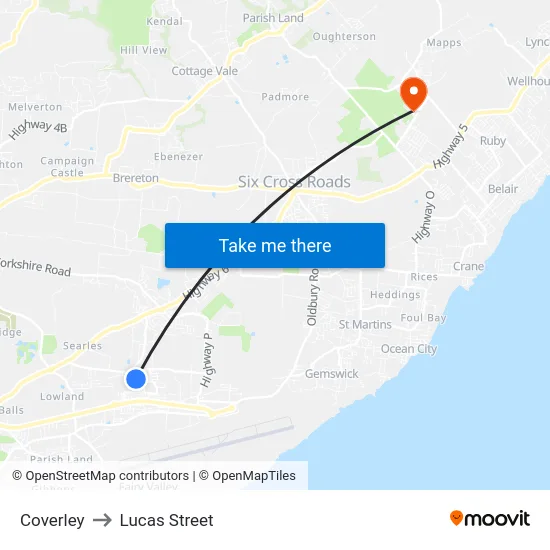 Coverley to Lucas Street map