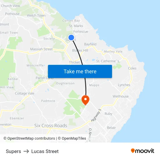 Supers to Lucas Street map