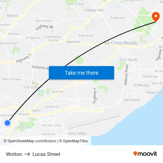 Wotton to Lucas Street map