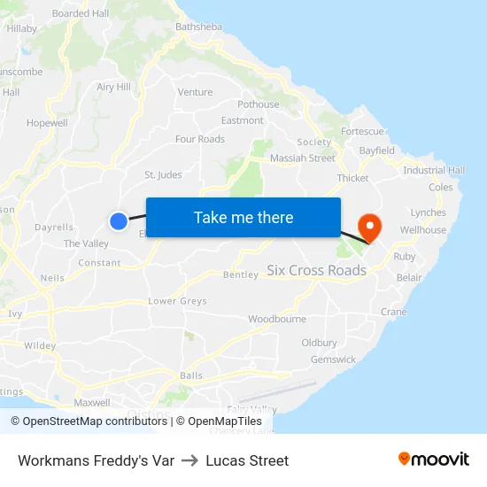 Workmans Freddy's Var to Lucas Street map