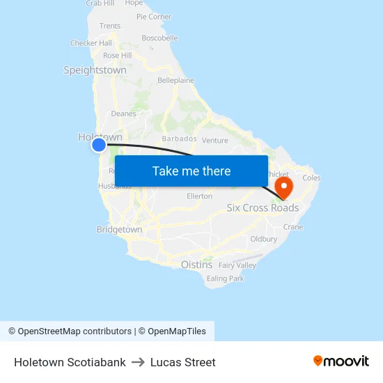 Holetown Scotiabank to Lucas Street map