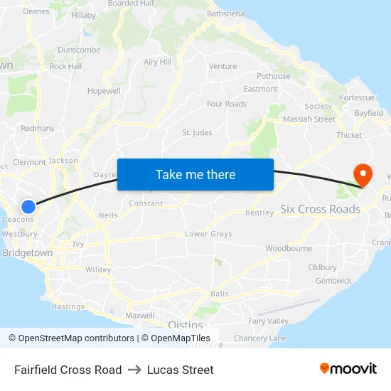 Fairfield Cross Road to Lucas Street map