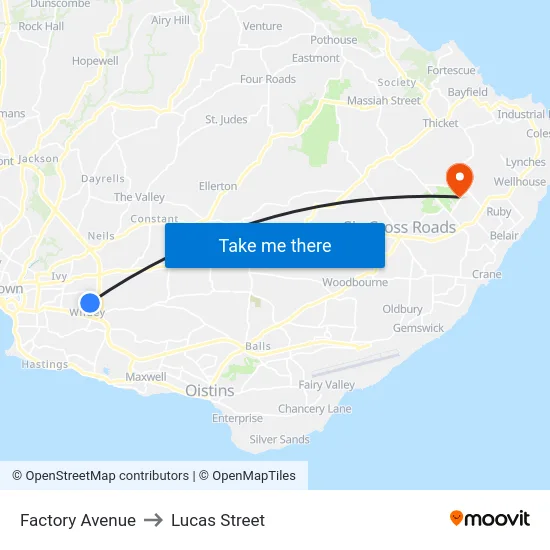 Factory Avenue to Lucas Street map